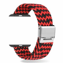 Geflochtenes Armband - Schwarz / Rot - Geeignet f&uuml;r Apple Watch 38mm / 40mm / 41mm / 42mm