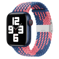 Geflochtenes Armband - Rosa / Blau - Geeignet f&uuml;r Apple Watch 38mm / 40mm / 41mm / 42mm