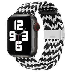 Geflochtenes Armband - Schwarz / Wei&szlig; - Geeignet f&uuml;r Apple Watch 38mm / 40mm / 41mm / 42mm