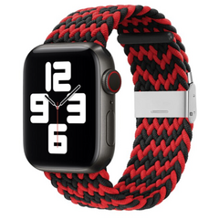 Geflochtenes Armband - Schwarz / Rot - Geeignet f&uuml;r Apple Watch 44mm / 45mm / 46mm / 49mm