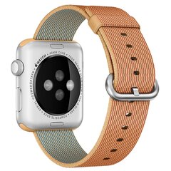 Nylonband - Hellbraun / Rot - Geeignet f&uuml;r Apple Watch 44mm / 45mm / 46mm / 49mm