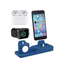 3 in 1 Halterung geeignet f&uuml;r Apple Watch &amp; Airpods &amp; iPhone - Blau