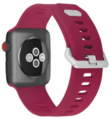 Gemustertes Silikonarmband - Rose Rot - Geeignet f&uuml;r Apple Watch 44mm / 45mm / 46mm / 49mm