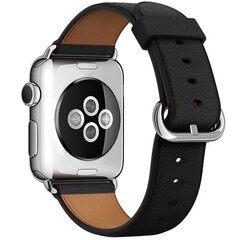 Klassisches Lederarmband - Schwarz - Geeignet f&uuml;r Apple Watch 38mm / 40mm / 41mm / 42mm