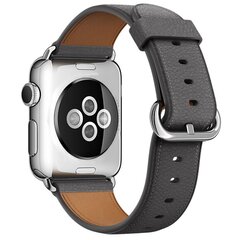 Klassisches Lederarmband - Grau - Geeignet f&uuml;r Apple Watch 44mm / 45mm / 46mm / 49mm