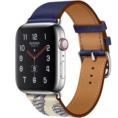 Lederarmband mit Druck - Blau - Geeignet f&uuml;r Apple Watch 38mm / 40mm / 41mm / 42mm