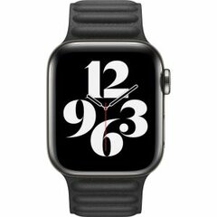 Leder Link Serie Armband - Schwarz - Geeignet f&uuml;r Apple Watch 38mm / 40mm / 41mm / 42mm