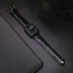 Retro-Lederarmband - Schwarz - Geeignet f&uuml;r Apple Watch 38mm / 40mm / 41mm / 42mm