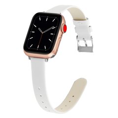 Leder Slim Fit Armband - Wei&szlig; - Geeignet f&uuml;r Apple Watch 44mm / 45mm / 46mm / 49mm