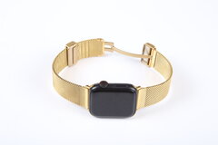Milanaise-Armband mit faltbarem Magnetverschluss - Gold - Geeignet f&uuml;r Apple Watch 38mm / 40mm / 41mm / 42mm