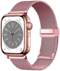 Milanaise-Armband mit faltbarem Magnetverschluss - Ros&eacute;gold - Passend f&uuml;r Apple Watch 38mm / 40mm / 41mm / 42mm