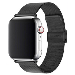 Milanaise Loop Armband - Schwarz - Geeignet f&uuml;r Apple Watch 44mm / 45mm / 46mm / 49mm