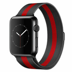 Milanaise-Edelstahlarmband - Schwarz mit Rot - Geeignet f&uuml;r Apple Watch 38mm / 40mm / 41mm / 42mm