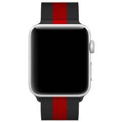 Milanaise-Edelstahlarmband - Schwarz mit Rot - Geeignet f&uuml;r Apple Watch 38mm / 40mm / 41mm / 42mm
