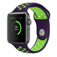 Sportarmband - Gr&ouml;&szlig;e: M/L - Lila + Gr&uuml;n - Geeignet f&uuml;r Apple Watch 38mm / 40mm / 41mm