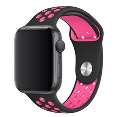 Sportarmband - Gr&ouml;&szlig;e: S/M - Schwarz + Pink - Geeignet f&uuml;r Apple Watch 44mm / 45mm / 46mm / 49mm