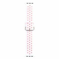 Silikon-Sportband mit Schnalle - Wei&szlig; + Pink - Geeignet f&uuml;r Apple Watch 38mm / 40mm / 41mm / 42mm