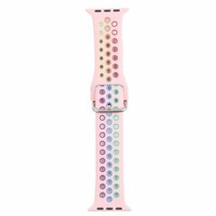 Silikon-Sportband mit Schnalle - Pink + Multicolour - Geeignet f&uuml;r Apple Watch 38mm / 40mm / 41mm / 42mm