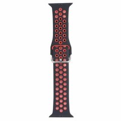 Silikon-Sportband mit Schnalle - Schwarz + Rot - Geeignet f&uuml;r Apple Watch 44mm / 45mm / 46mm / 49mm