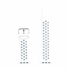 Silikon-Sportband mit Schnalle - Wei&szlig; + Grau - Geeignet f&uuml;r Apple Watch 44mm / 45mm / 46mm / 49mm
