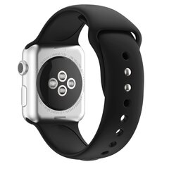 Silikon-Sportband - Schwarz - Doppeldruckknopf-Verschluss - Geeignet f&uuml;r Apple Watch 38mm / 40mm / 41mm / 42mm