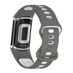 FitBit Charge 5 &amp; 6 Sportband mit Doppelschlaufe - Grau/Wei&szlig; - Zweifarbig - Gr&ouml;&szlig;e: L