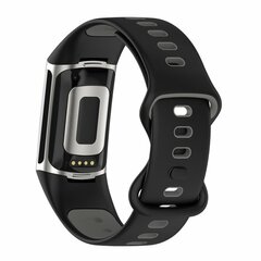 FitBit Charge 5 &amp; 6 Sportband mit Doppelschlaufe - Schwarz/Grau - Zweifarbig - Gr&ouml;&szlig;e: L