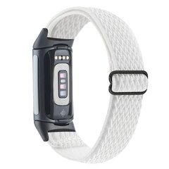 FitBit Charge 5 &amp; 6 Elastisches Solo-Schleifen-Nylonband - Wei&szlig;