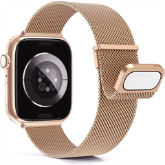 Milanaise Band - Champagner / Ros&eacute;gold - Extra starker Magnet - Geeignet f&uuml;r Apple Watch 38mm / 40mm / 41mm / 42mm