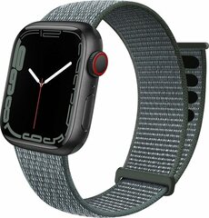 Nylon Sport Looparmband - Grau-Gr&uuml;n - Extra starker Klettverschluss - Geeignet f&uuml;r Apple Watch 38mm / 40mm / 41mm