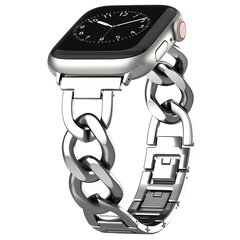 Schnellverschluss-Kettenarmband aus Metall - Silber - Geeignet f&uuml;r Apple Watch 38mm / 40mm / 41mm