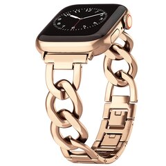 Schnellverschluss-Kettenarmband aus Metall - Rose-/Champagnergold - Geeignet f&uuml;r Apple Watch 44mm / 45mm / 46mm / 49mm