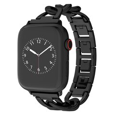 Schnellverschluss-Kettenarmband aus Metall - Schwarz - Geeignet f&uuml;r Apple Watch 44mm / 45mm / 46mm / 49mm
