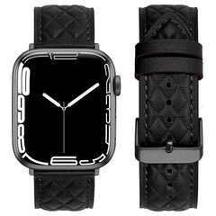Lederarmband mit Rautenmuster - Schwarz - Geeignet f&uuml;r Apple Watch 44mm / 45mm / 46mm / 49mm
