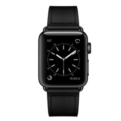 Lederarmband - Schwarz - Geeignet f&uuml;r Apple Watch 38mm / 40mm / 41mm / 42mm