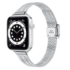Edelstahl Slim Fit Armband - Silber - Geeignet f&uuml;r Apple Watch 44mm / 45mm / 46mm / 49mm