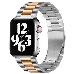 Stahlgliederarmband - Silber mit Ros&eacute;gold - Passend f&uuml;r Apple Watch 44mm / 45mm / 46mm / 49mm