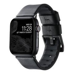 Leder + Silikonarmband - Schwarz + schwarzer Connector und Schlie&szlig;e - Geeignet f&uuml;r Apple Watch 44mm / 45mm / 46mm / 49mm