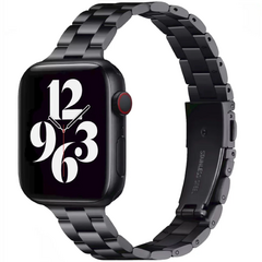 Slim Fit Gliederarmband aus Stahl - Schwarz - Geeignet f&uuml;r Apple Watch 38mm / 40mm / 41mm / 42mm