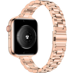 Slim Fit Gliederarmband aus Stahl - Ros&eacute;gold - Geeignet f&uuml;r Apple Watch 44mm / 45mm / 46mm / 49mm