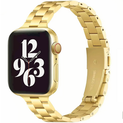 Slim Fit Gliederarmband aus Stahl - Gold - Geeignet f&uuml;r Apple Watch 44mm / 45mm / 46mm / 49mm