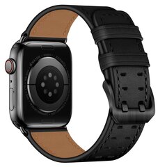 Lederarmband mit Doppelschlie&szlig;e - Schwarz mit schwarzer Schlie&szlig;e - Geeignet f&uuml;r Apple Watch 44mm / 45mm / 46mm / 49mm