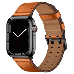 Lederarmband mit Doppelschlie&szlig;e - Hellbraun mit schwarzer Schlie&szlig;e - Geeignet f&uuml;r Apple Watch 38mm / 40mm / 41mm / 42mm