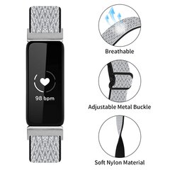 Fitbit Inspire 3 &ndash; Elastisches Solo Loop Nylonarmband - Schwarz/Wei&szlig;