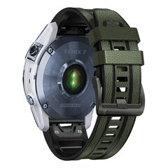 Leder + Silikonband - Gr&uuml;n - Garmin Fenix 7X / 6X / 5X