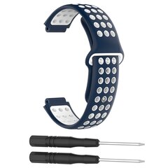 Silikon-Sportband - Blau + Wei&szlig; - Garmin Forerunner 220 / 230 / 235 / 620 / 630 / 735 (XT)