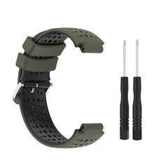Silikon-Punktmuster-Armband - Dunkelgr&uuml;n + Schwarz - Garmin Forerunner 220 / 230 / 235 / 620 / 630 / 735 (XT)
