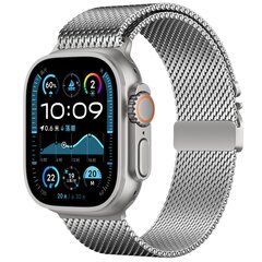Milanaise Loop Band mit Schnappverschluss - Silber - Geeignet f&uuml;r Apple Watch 44mm / 45mm / 46mm / 49mm