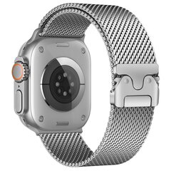 Milanaise Loop Band mit Schnappverschluss - Silber - Geeignet f&uuml;r Apple Watch 44mm / 45mm / 46mm / 49mm