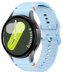 Wave Sportarmband mit Druckknopf - Gr&ouml;&szlig;e: M/L - Blau Grau - Samsung Galaxy Watch 7 - 40mm / 44mm &amp; Watch FE